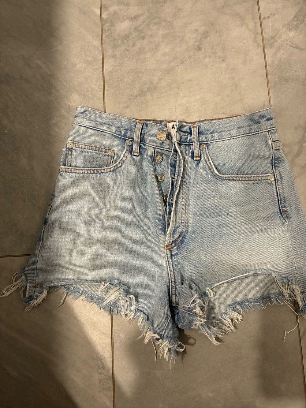 Agile Light Wash Denim High-Rise Frayed Women’s Shorts